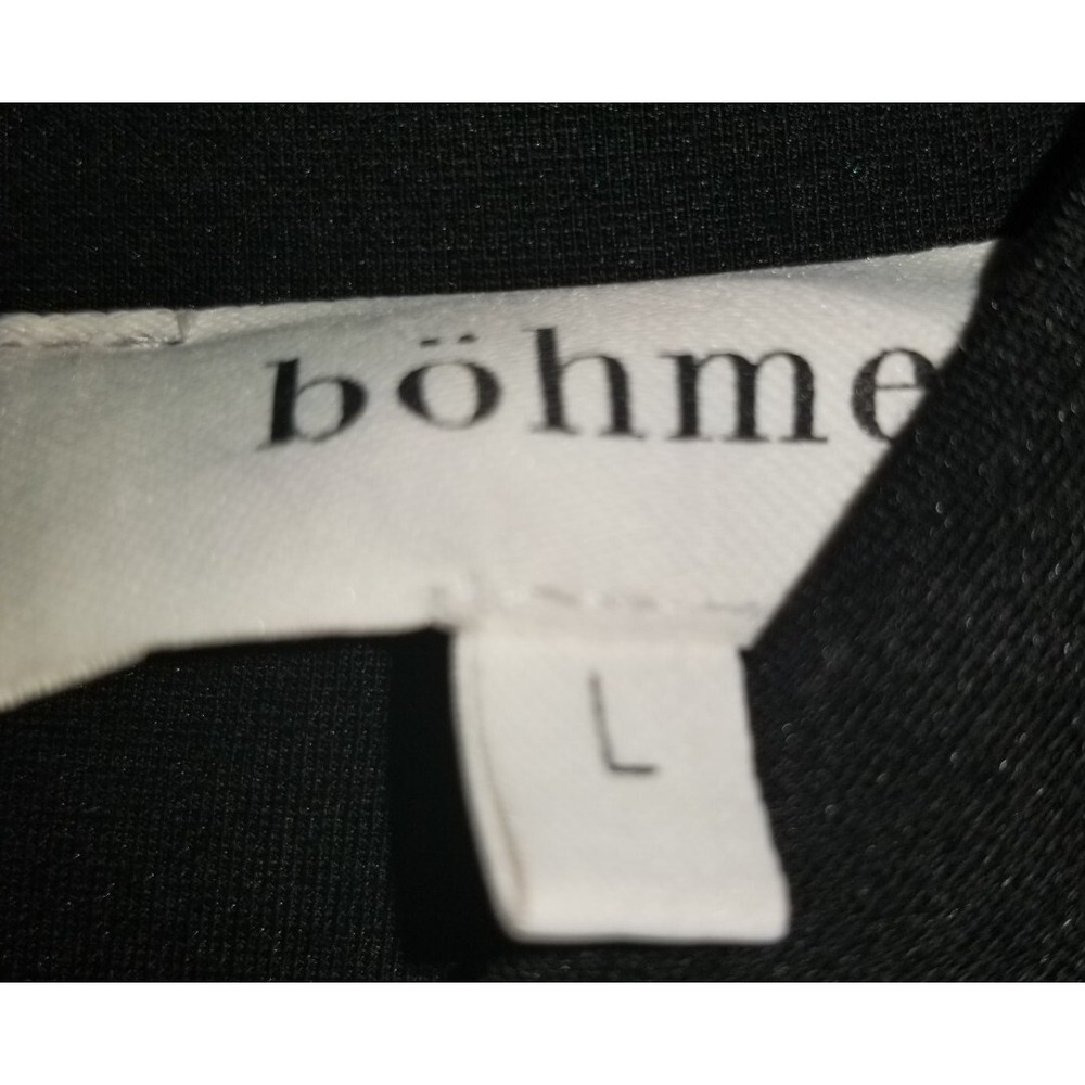 BOHME Dress Black Midi Bodycon Short Sleeve Size Womens Large Round Neck ELEGANT - Picture 2 of 7